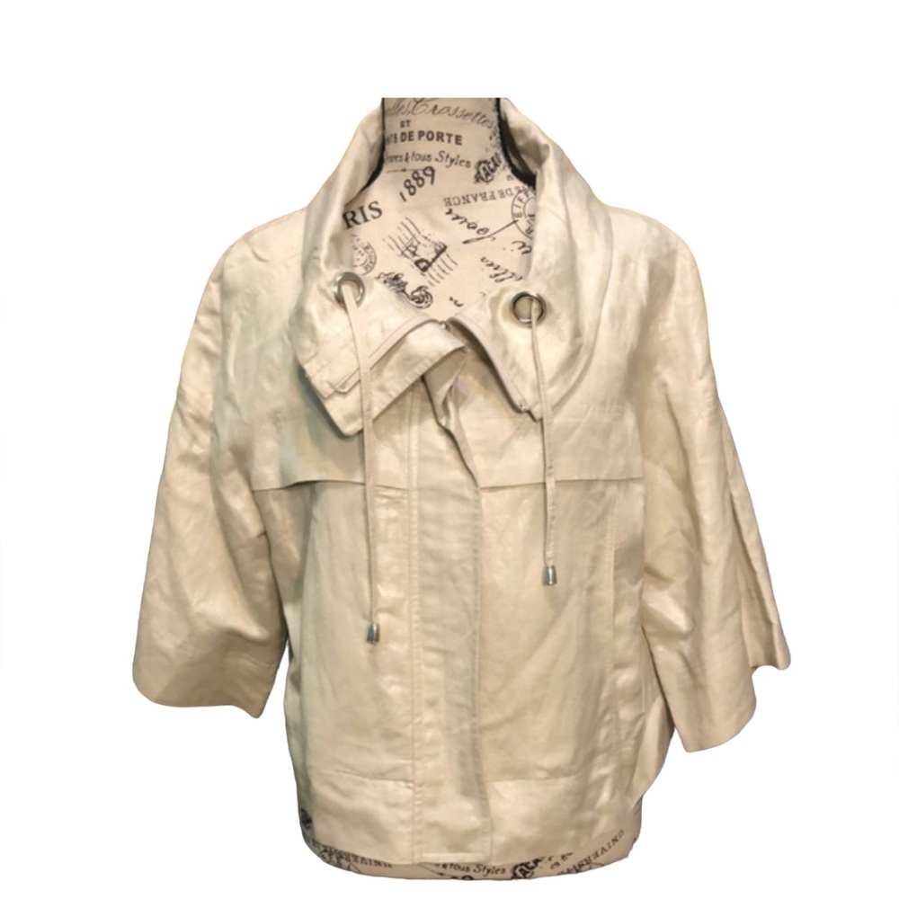 Sandro Sportswear - Beige Cropped Linen Blend Jacket Blazer✨